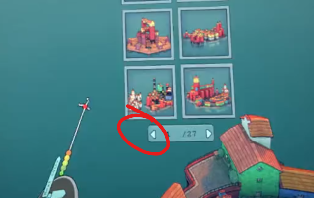 A really low res screenshot of Townscaper VR, showing a map selection